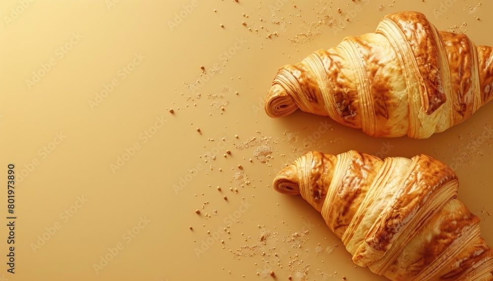 Croissant shell on beige background