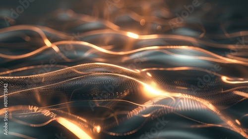 3d rendering of abstract wavy surface with glowing particles in empty space ,Futuristic background with dynamic waves ,Modern colorful metallic wave stripes pattern background ,A close up of a wave 