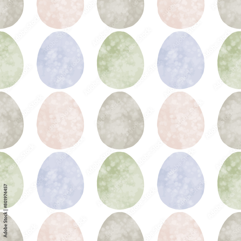 Fototapeta premium Seamless pattern with easter eggs, hand drawn illustration in watercolor style