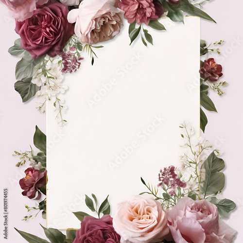 A Floral design wedding invitation mockup white background