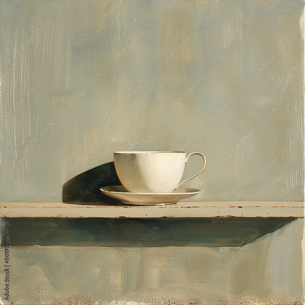 A cup of tea on old shelf generated by AI A cup of tea on old shelf generated by AI