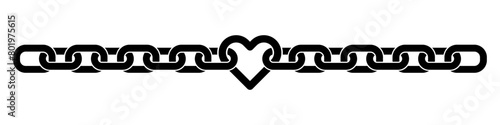 Heart with chains icon. Heart for Valentine's Day design. Modern Goth style. Vector illustration isolated on white background.