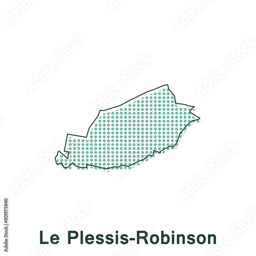 Map City of Le Plessis Robinson Dot Style concept infographics element, trip around the world design template
