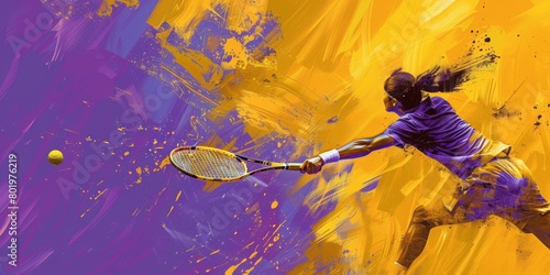 The background is completely mix Purple and Yellow with no texture and the Badminton is in the right hand side photo