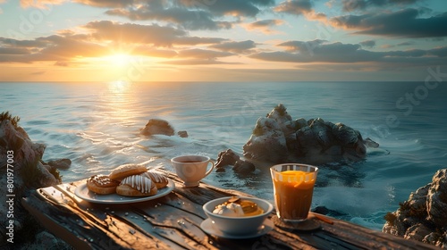 Serene Oceanfront Breakfast Amidst Stunning Coastal Scenery photo