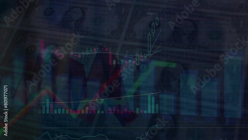 Stock market graph and tecnical analysis stock photo