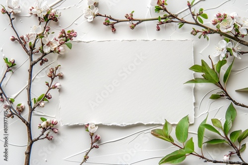 Elegant Spring Floral Frame with Blank Card for Invitation or Greeting © Friedbert