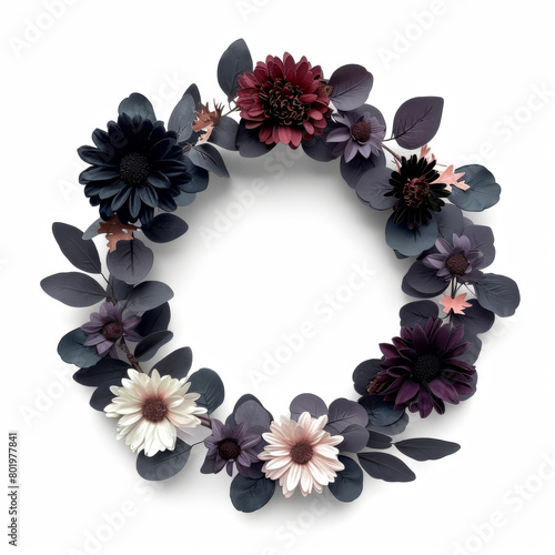 Soft Hues Floral Wreath on White Background © Friedbert