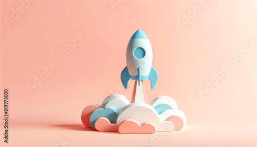 A minimalist of a single object, like a rocket, with a smoot with pastel colors and a clean, simple design photo