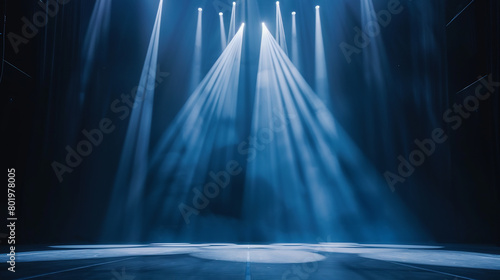 Artistic performances stage light background with spotlight illuminated the stage for contemporary dance. Empty stage with monochromatic colors and lighting design. Entertainment 