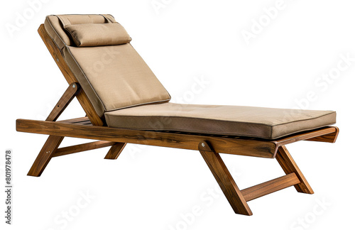 Wooden lounge chair with cushion, cut out - stock png.