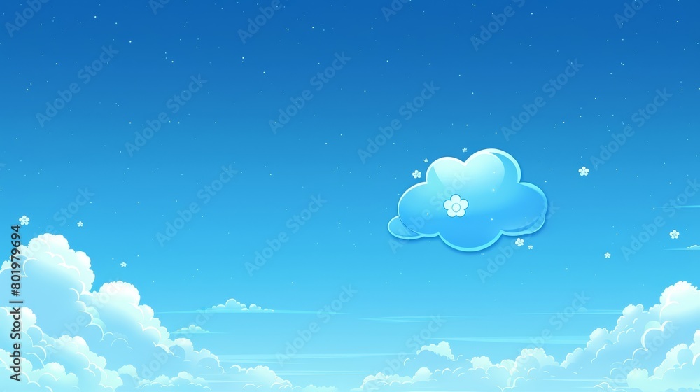 Blue sky with white clouds and a distinct cloud formations, plus stars scattering above Blue sky with white clouds and a distinct cloud formations, plus stars scattering above