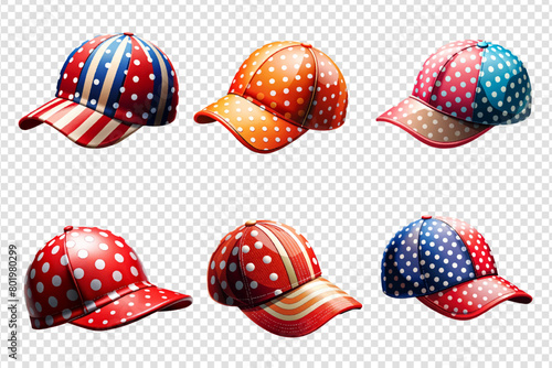 Set caps vector, on a transparent background. Hats vector design on transparent background.