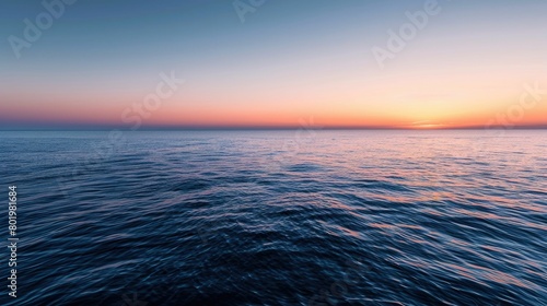 A calm ocean horizon at dawn, minimalistic and soothing