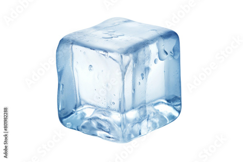 The Frozen Island: A Melting Ice Cube on a Blank Canvas. On a White or Clear Surface PNG Transparent Background.