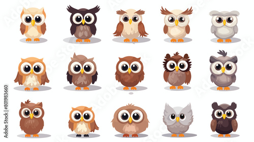Cute owl animal emotions tiny owl with emoji 