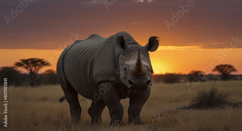 rhino in the savannah