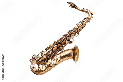 Saxophone Instrument On Transparent Background.