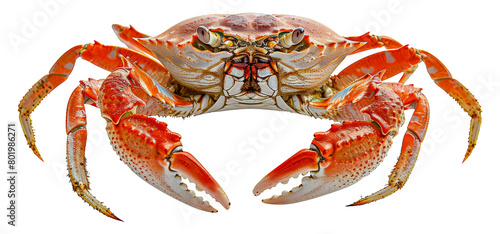 Colorful reef crab with detailed textures, cut out - stock png.