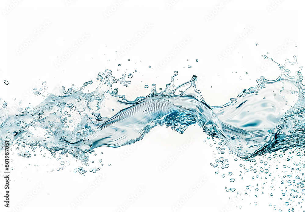 water wave with bubbles on white background copy space concept water wave with bubbles on white background copy space concept