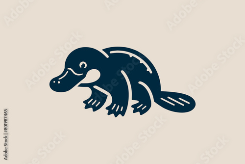 Cute platypus. Logo, Icon. Vector illustration. Simple, modern design