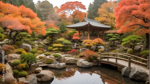 Japanese garden during the fall photo