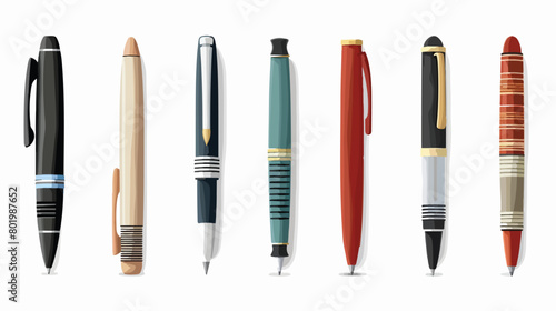Different pens on white background Vector illustration photo