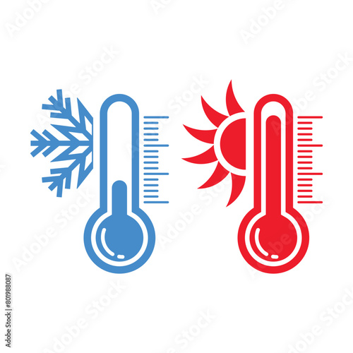 Thermometer with sun and snowflake icon symbol vector illustration