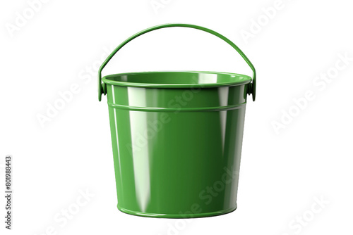 Emerald Vessel: A Green Buckets Journey. On a White or Clear Surface PNG Transparent Background.