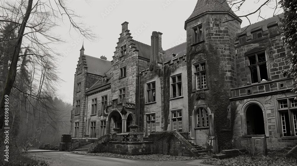 Historical European castle facade.