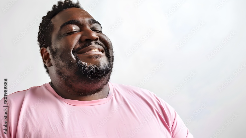 Joyful man in pink shirt smiling, showcasing happiness and positivity. Candid lifestyle portrait, natural light studio photography. Perfect for diverse advertising. AI Joyful man in pink shirt smiling, showcasing happiness and positivity. Candid lifestyle portrait, natural light studio photography. Perfect for diverse advertising. AI