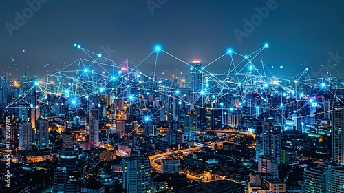 Smart Cities and Urban Technology: Pictures highlighting technology in urban planning, smart infrastructure, and city life.  #801990285