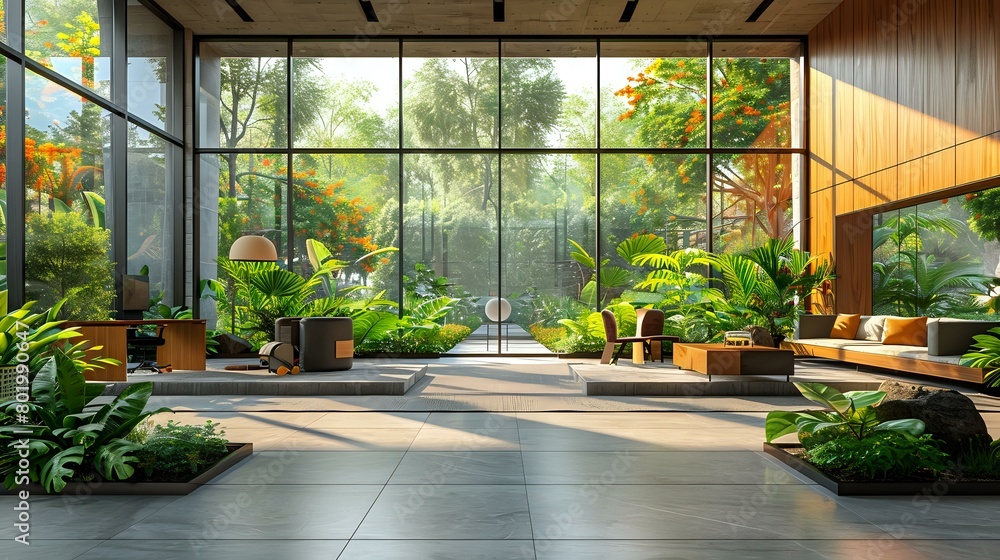 Serene and Elegant Workspace with Biophilic Design Serene and Elegant Workspace with Biophilic Design