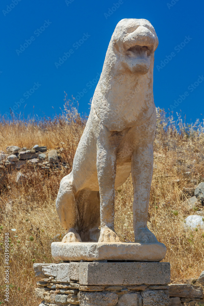 Close up of one of the Naxian Lions Terrace in the archaeological site of the 