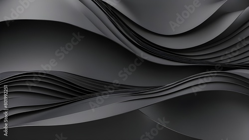 3D Black Wavy Shapes Background