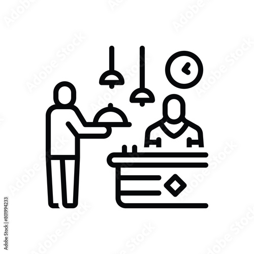 Black line icon for serve