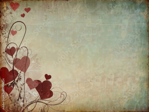 Vintage grunge background with hearts and space for your text or image