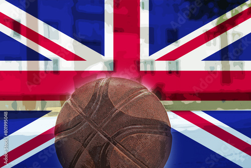 Basketball ball with United Kingdom flag, United Kingdom victory and win concept, tournament or 