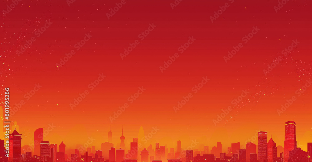 a red cityscape with a red sky in the background