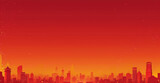 a red cityscape with a red sky in the background
