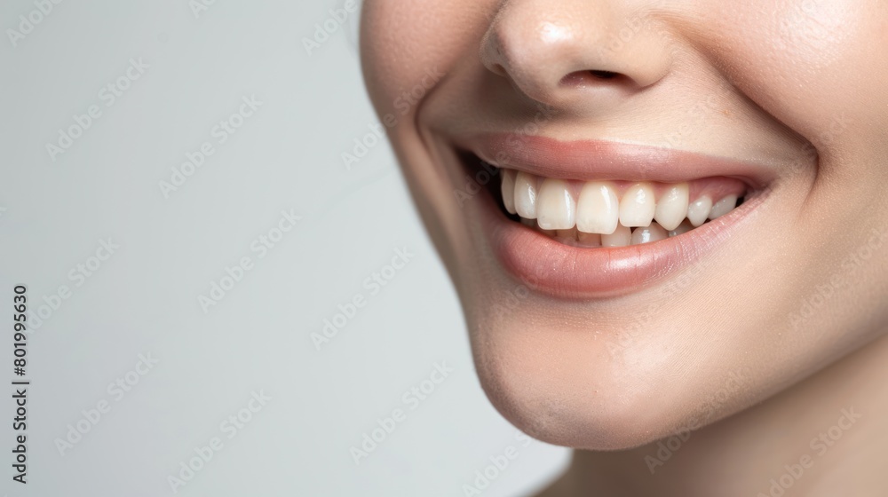 Obraz premium smile of beautiful woman with healthy white teeth. Close-up, High quality photos