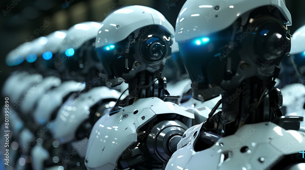 Fototapeta premium ai robot factory cinematic wallpaper