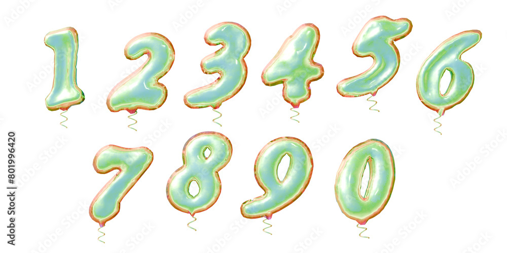realistic isolated green and red balloons of numbers 1 2 3 4 5 6 7 8 9 0 on the transparent background realistic isolated green and red balloons of numbers 1 2 3 4 5 6 7 8 9 0 on the transparent background