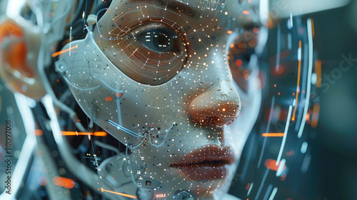 It encompasses the idea of artificial intelligence housed within a humanoid head, equipped with a neural network for advanced thinking and processing capabilities. Generative AI.