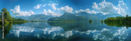 a lake with mountains in the background and clouds in the sky