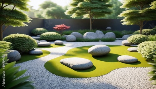 3d model Tranquil Zeninspired meditation garden wi (4) photo