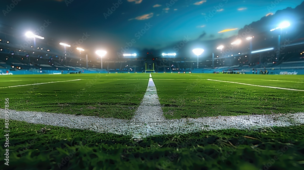 Football field, night. Generative AI. Football field, night. Generative AI.