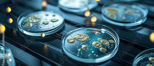Macro shot of a petri dish growing bacterial cultures, microbiology and infection control