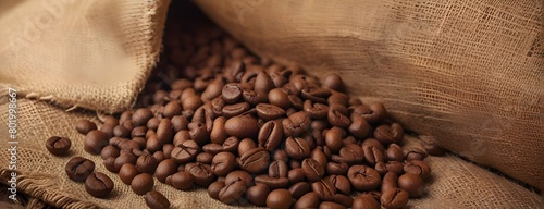 coffee beans on burlap, ai generated © VitorCosta