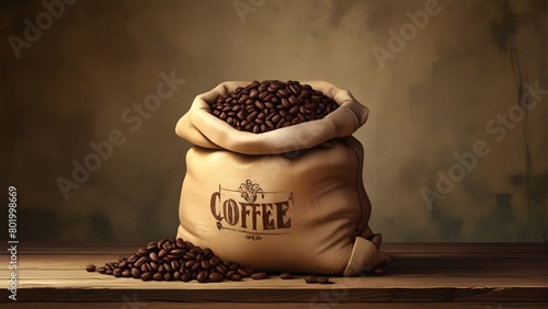 coffee beans in a sack, ai generated © VitorCosta